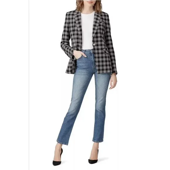 Veronica Beard Lyda Dickey Blazer Plaid Black White Designer Jacket Size 8 - Picture 16 of 16